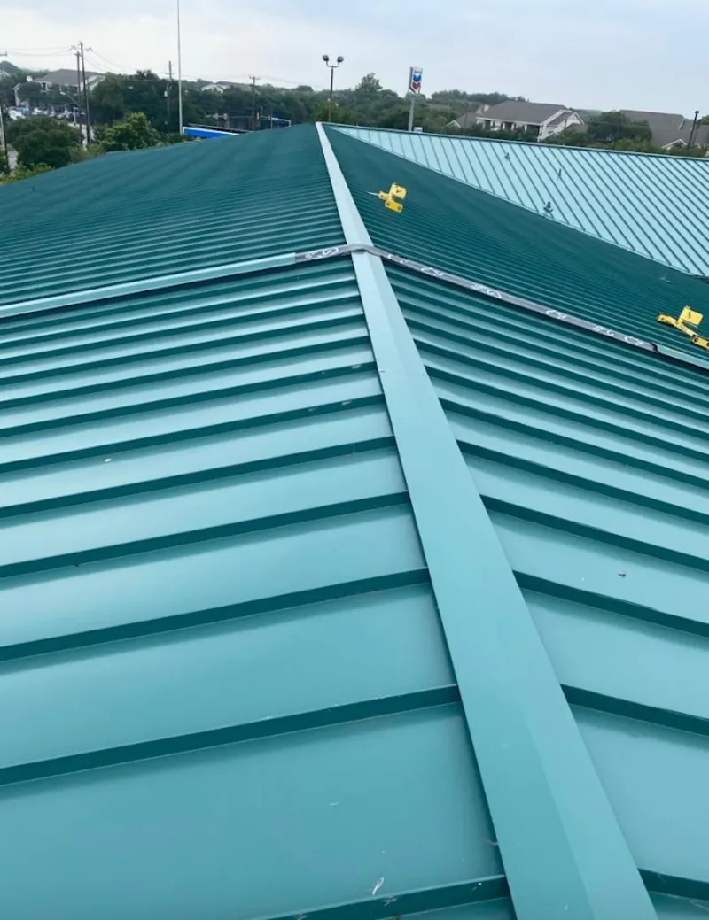 Green commercial metal roof ridge and valley for Metal Roof Repair in Stockton